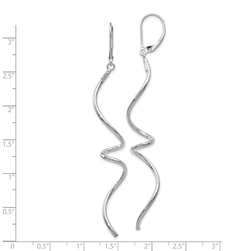 Gold Leslie's 14K White Gold Twisted Leverback Earrings - Model LE1685 - Charlie & Co. Jewelry