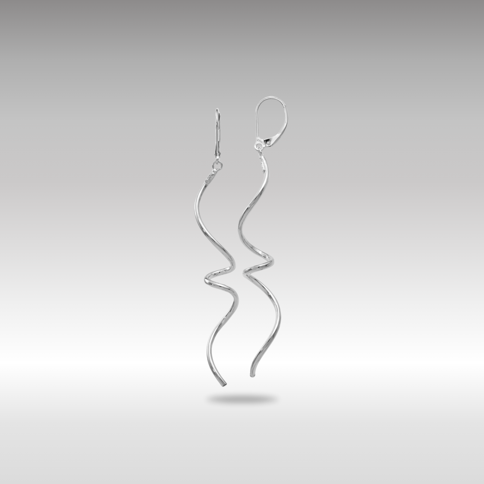 Gold Leslie's 14K White Gold Twisted Leverback Earrings - Model LE1685 - Charlie & Co. Jewelry