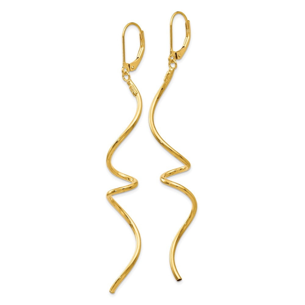 Gold Leslie's 14K Polished Twisted Leverback Earrings Model-LE1686 - Charlie & Co. Jewelry