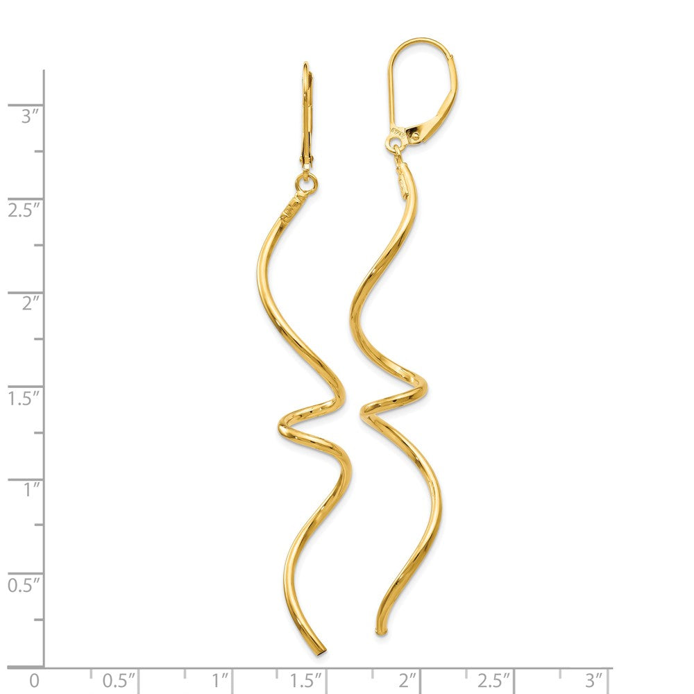 Gold Leslie's 14K Polished Twisted Leverback Earrings Model-LE1686 - Charlie & Co. Jewelry