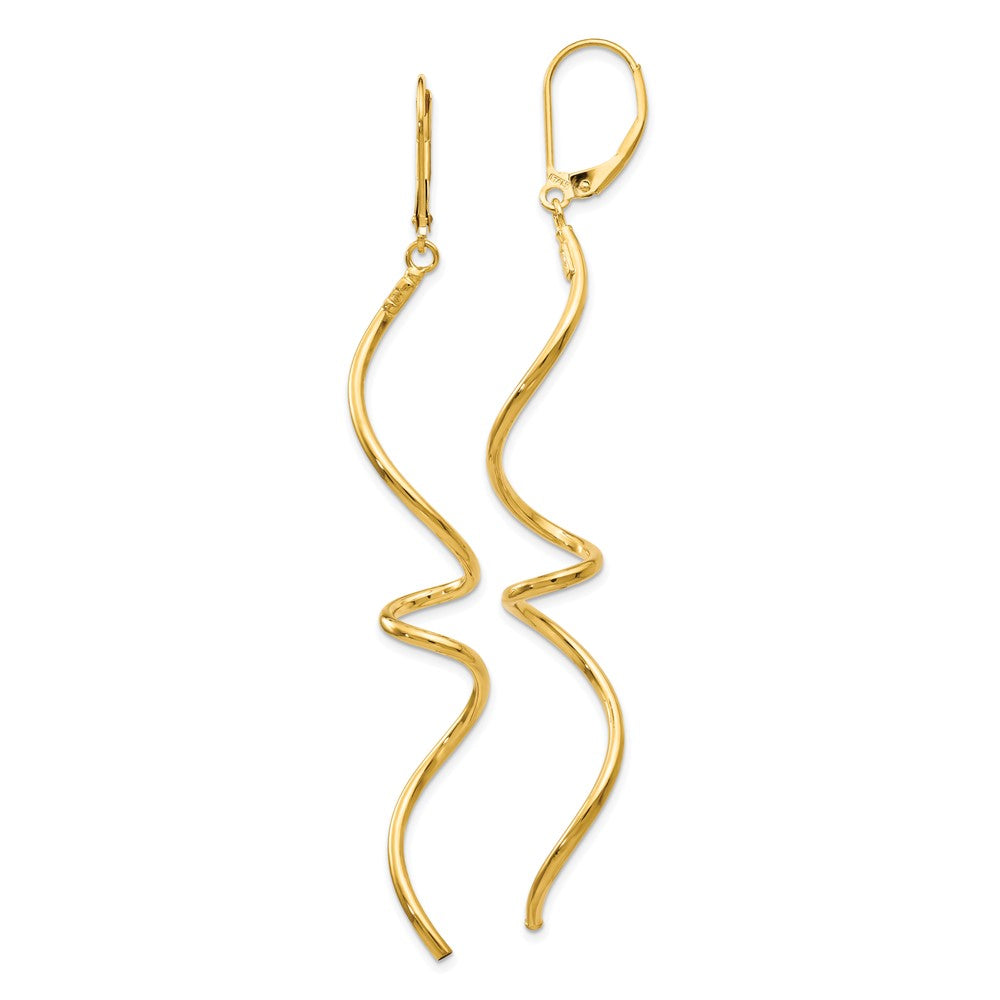 Gold Leslie's 14K Polished Twisted Leverback Earrings Model-LE1686 - Charlie & Co. Jewelry