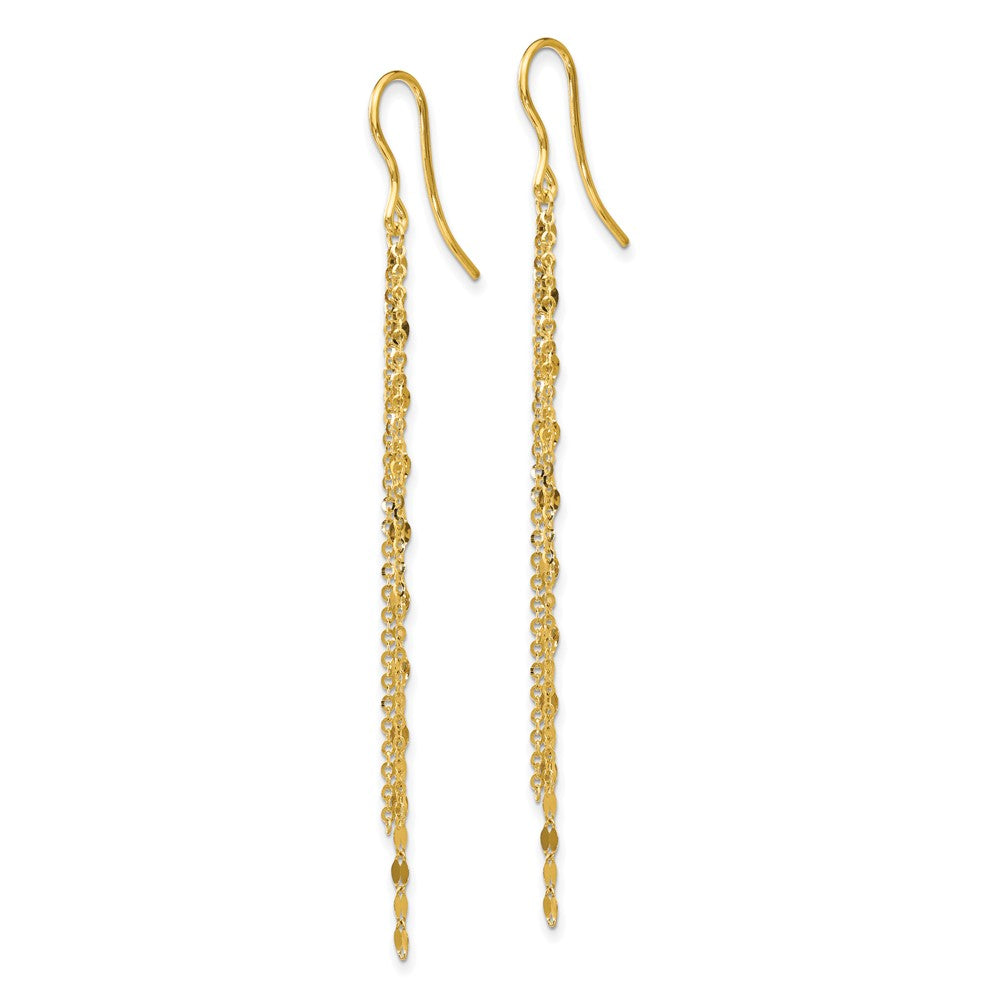 Gold Leslie's Polished Tassel Dangle Shephard Hook Earrings Model-LE1718 - Charlie & Co. Jewelry