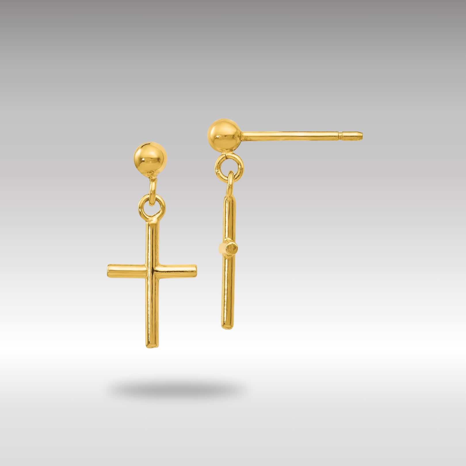 Gold Leslie's 14K Polished Dangle Cross Post Drop Earrings Model-LE1722 - Charlie & Co. Jewelry