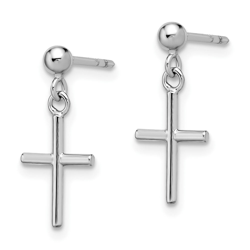 Gold Leslie's 14K White Gold Cross Post Drop Earrings - Model LE1723 - Charlie & Co. Jewelry