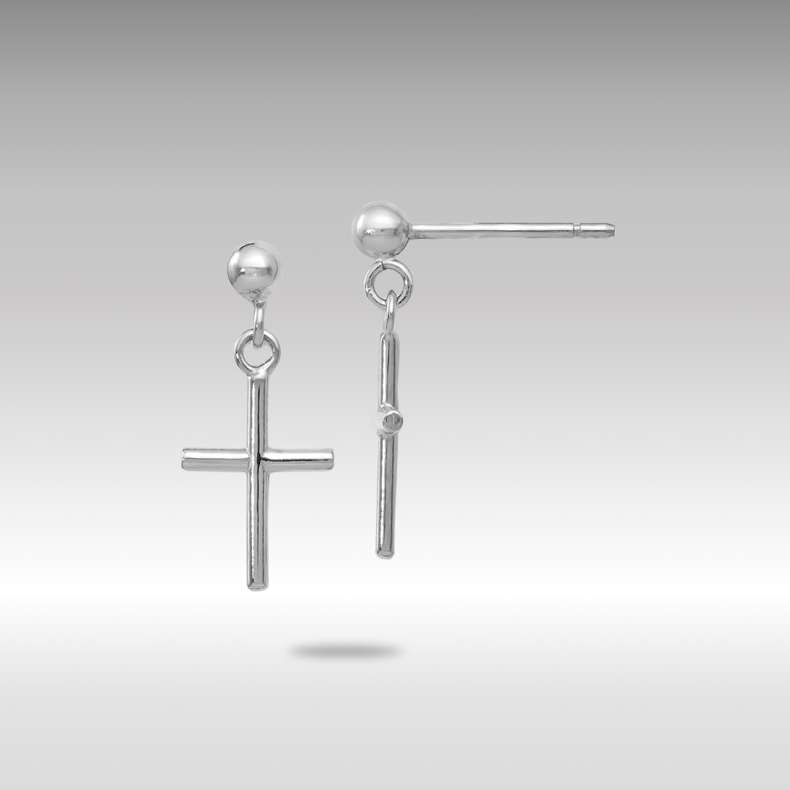 Gold Leslie's 14K White Gold Cross Post Drop Earrings - Model LE1723 - Charlie & Co. Jewelry