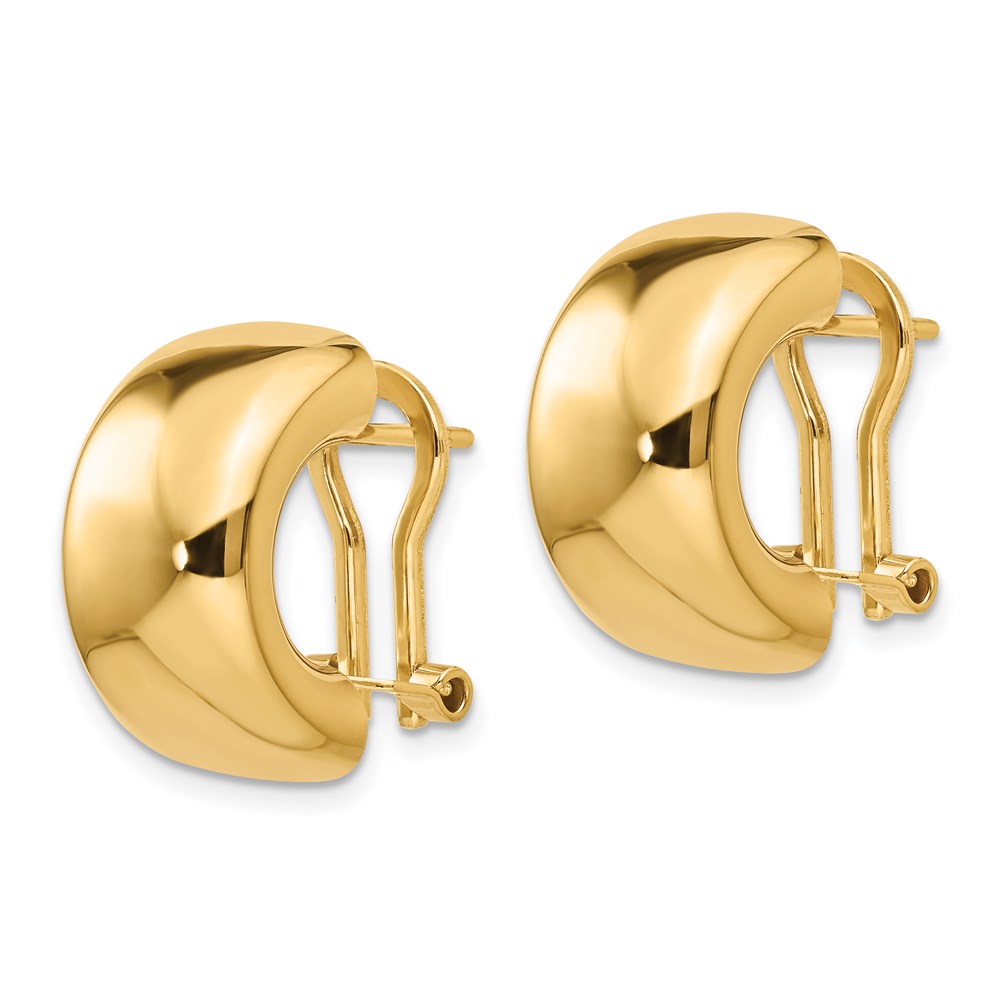 Gold Leslie's 14K Polished Omega Back Earrings - Model LE1764 - Charlie & Co. Jewelry