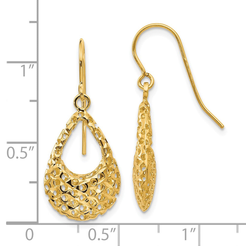 Gold Leslie's 14K Diamond Cut Shepherd Hook Earrings - Model LE177 - Charlie & Co. Jewelry