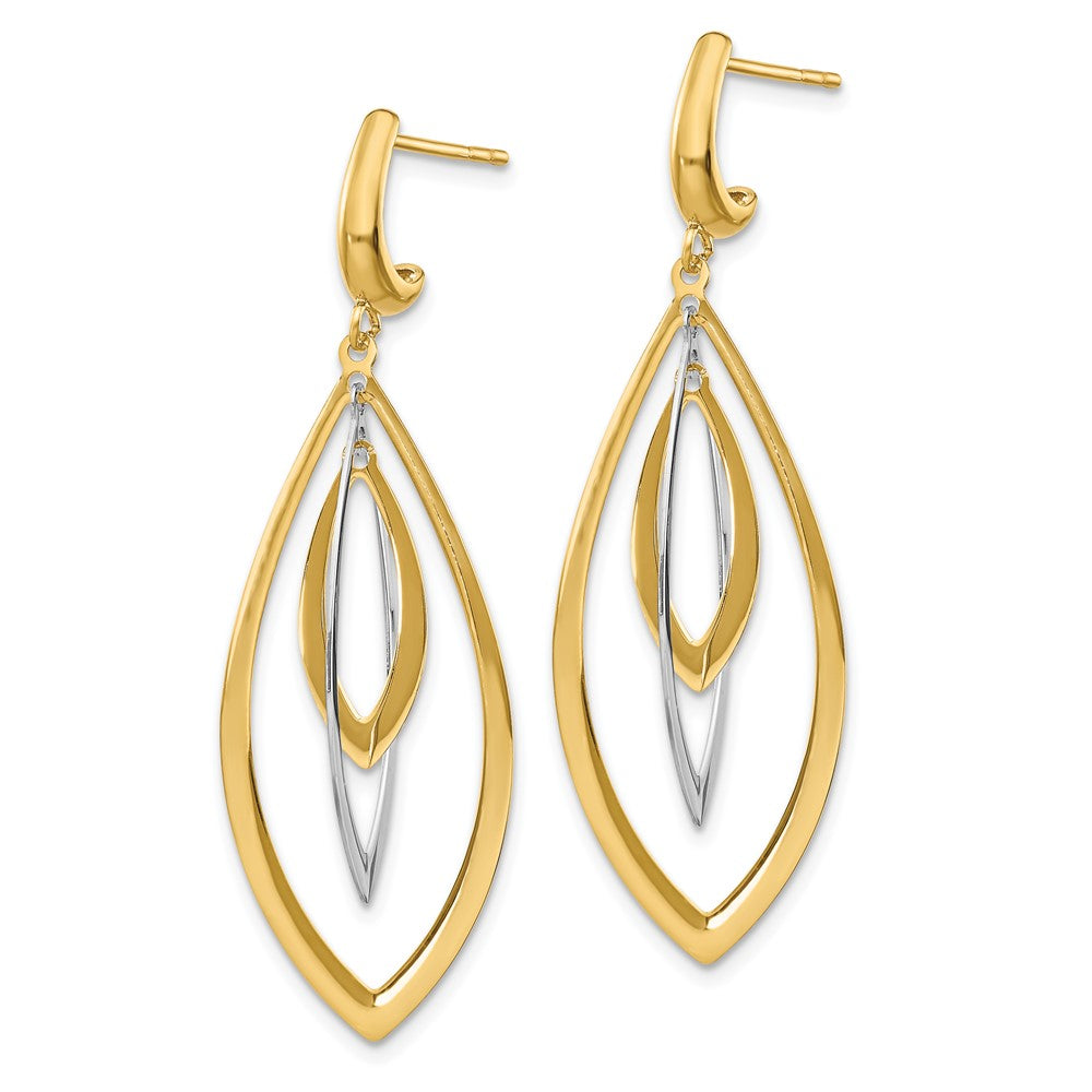 Gold Leslie's 14K Two-tone Polished Post Dangle Earrings - Model LE1821 - Charlie & Co. Jewelry