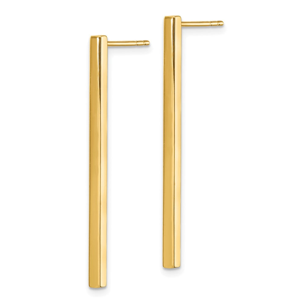 Gold Leslie's 14K Polished Post Dangle Bar Earrings - Model LE1822 - Charlie & Co. Jewelry