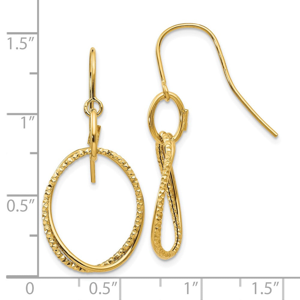 Gold Leslie's 14K Polished and Textured Shepherd Hook Earrings - Model LE184 - Charlie & Co. Jewelry