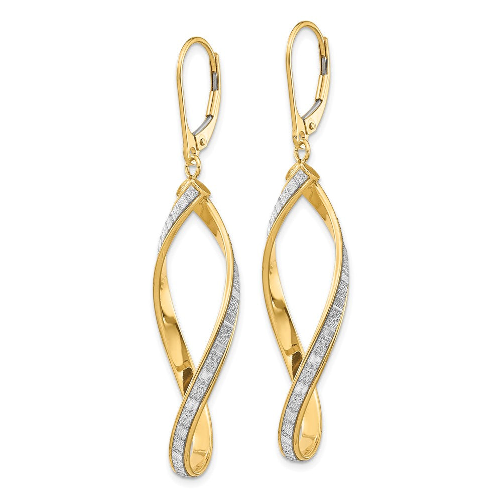 Gold Leslie's 14K Glimmer Infused Twisted Leverback Earrings - Model LE1852 - Charlie & Co. Jewelry