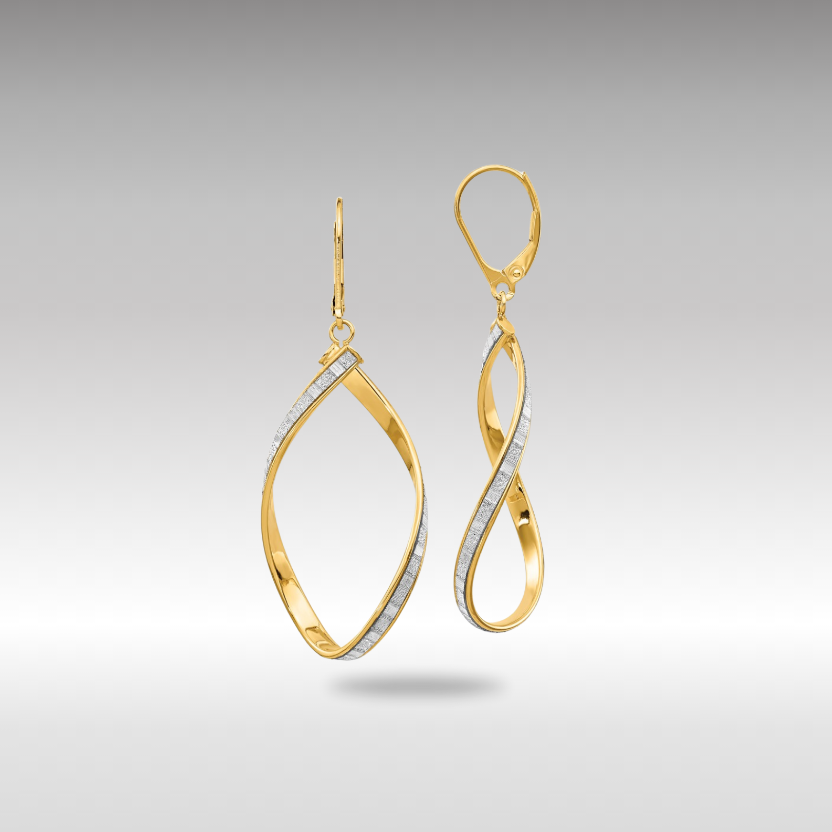 Gold Leslie's 14K Glimmer Infused Twisted Leverback Earrings - Model LE1852 - Charlie & Co. Jewelry