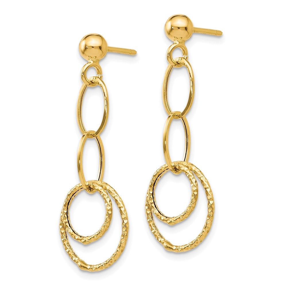 Gold Leslie's 14K Polished and Textured Post Dangle Earrings - Model LE195 - Charlie & Co. Jewelry