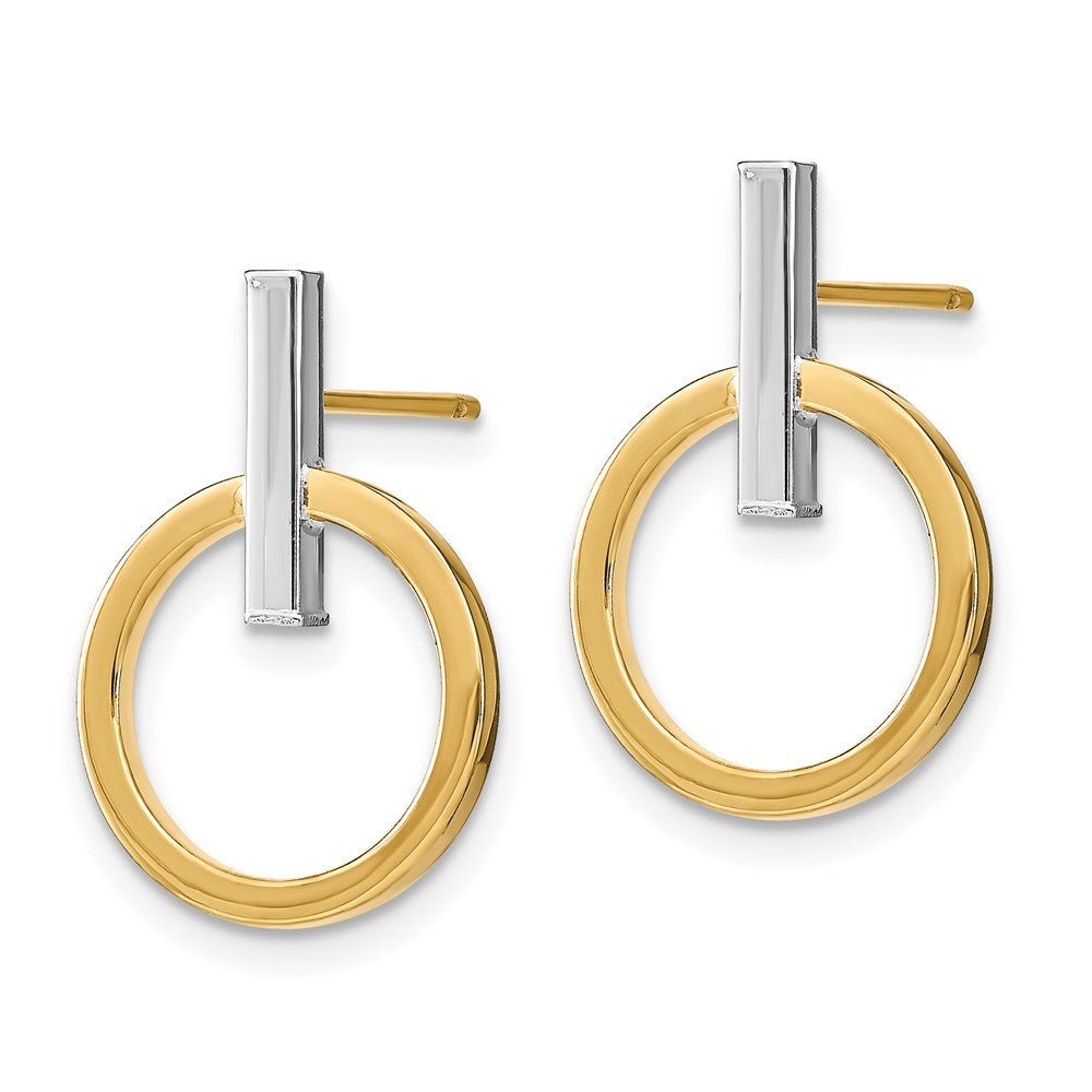 Gold Leslie's 14K with White Rhodium Polished Post Dangle Earrings - Model LE2092 - Charlie & Co. Jewelry