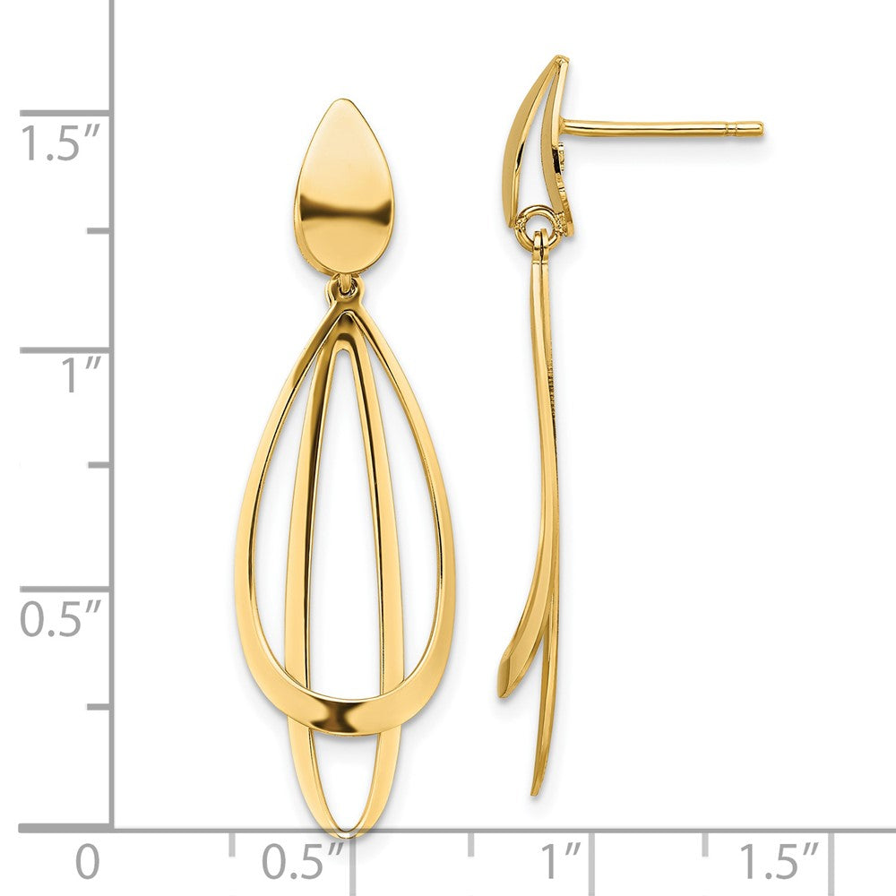 Gold Leslie's 14k Polished and Brushed Post Dangle Earrings - Model LE2150 - Charlie & Co. Jewelry