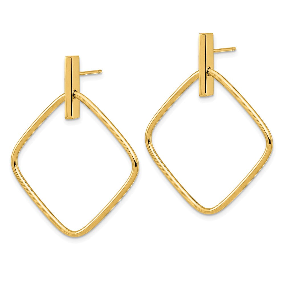 Gold Leslie's 14K Polished Square Post Dangle Earrings - Model LE2215 - Charlie & Co. Jewelry