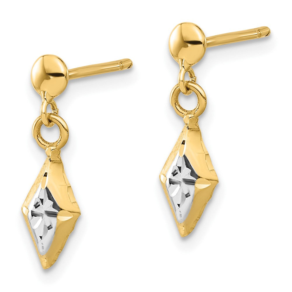 Gold Diamond Cut Puff Tear Drop Dangle Earrings - Model LE2291 - Charlie & Co. Jewelry