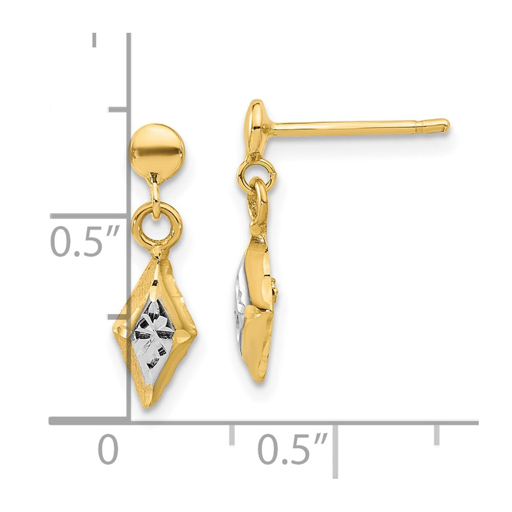 Gold Diamond Cut Puff Tear Drop Dangle Earrings - Model LE2291 - Charlie & Co. Jewelry