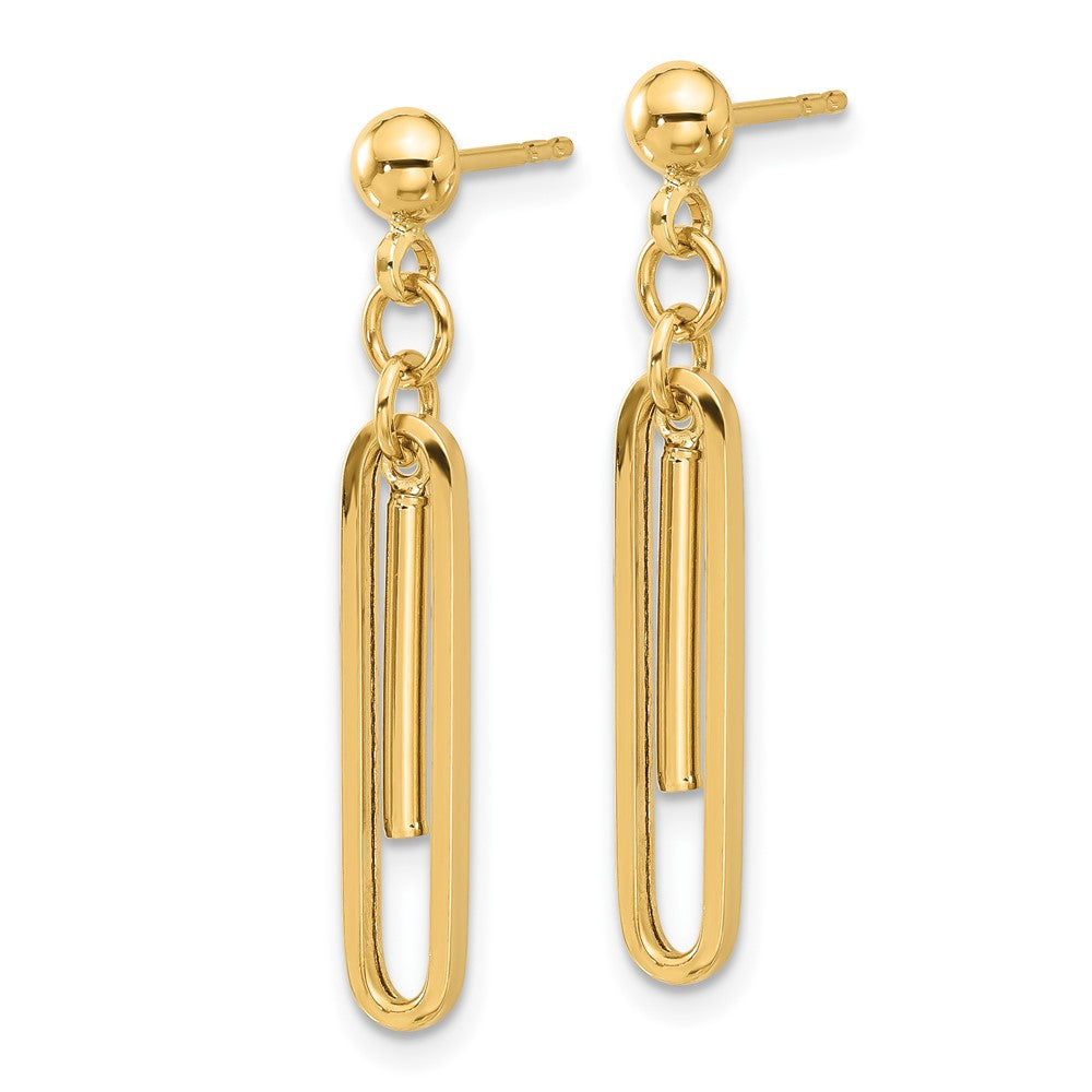 Gold Leslie's 14K Polished Paperclip Dangle Earrings - Model LE2318 - Charlie & Co. Jewelry