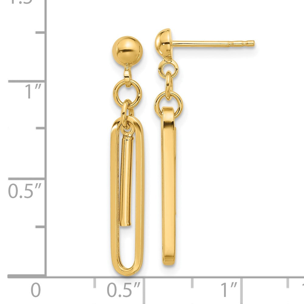 Gold Leslie's 14K Polished Paperclip Dangle Earrings - Model LE2318 - Charlie & Co. Jewelry