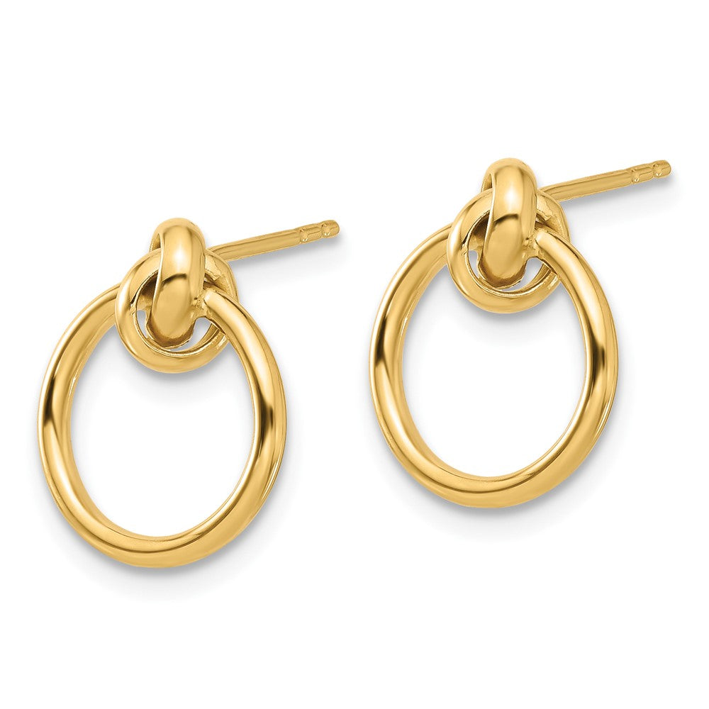 Gold Leslie's 14K Polished Knot Circle Drop Post Earrings - Model LE2323 - Charlie & Co. Jewelry