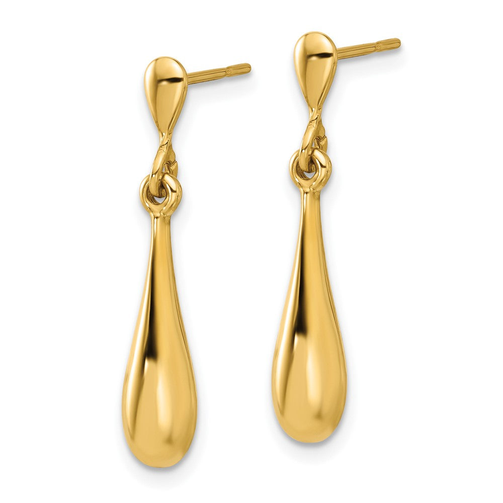 Gold Polished Teardrop Post Dangle Earrings - Model LE2354 - Charlie & Co. Jewelry