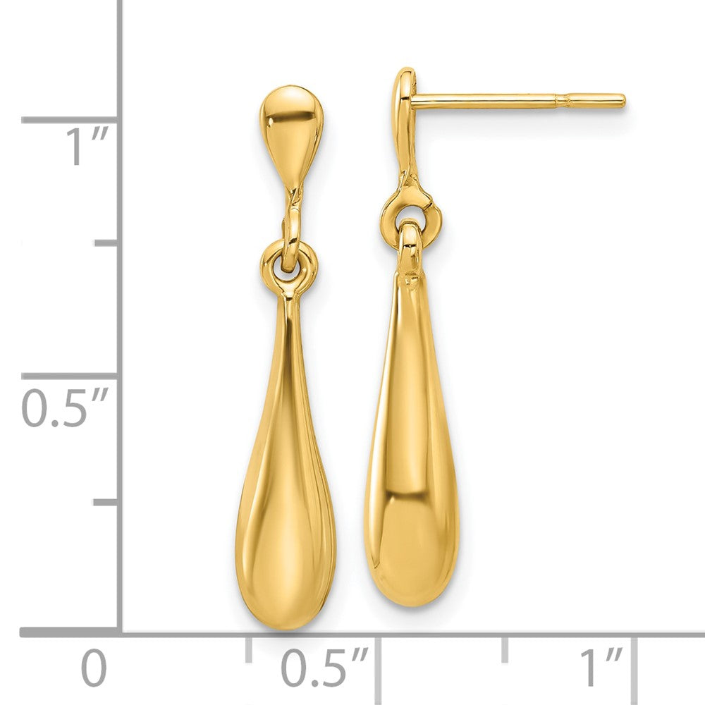 Gold Polished Teardrop Post Dangle Earrings - Model LE2354 - Charlie & Co. Jewelry