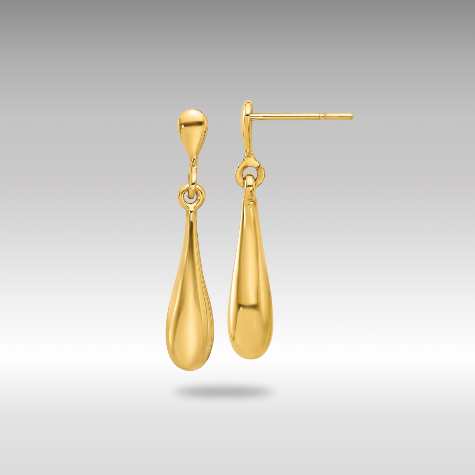 Gold Polished Teardrop Post Dangle Earrings - Model LE2354 - Charlie & Co. Jewelry