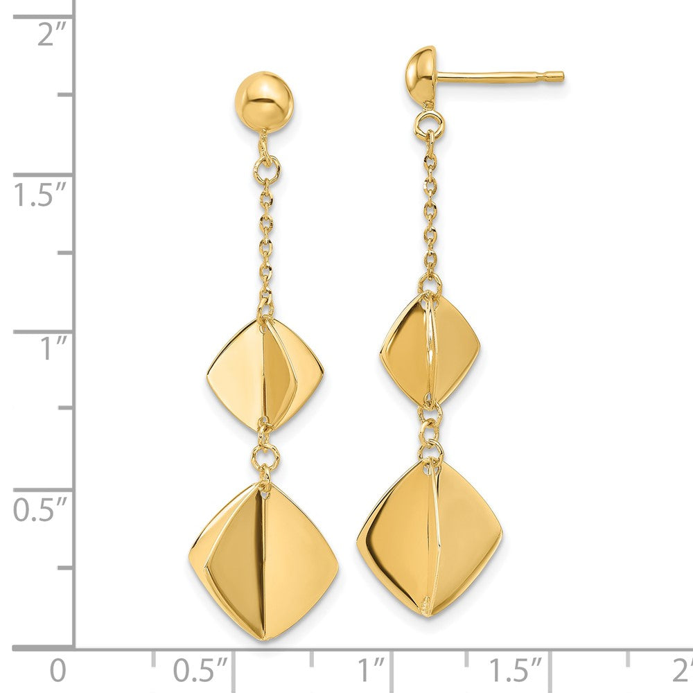 Gold Polished Fancy Dangle Post Earrings - Model LE2407 - Charlie & Co. Jewelry