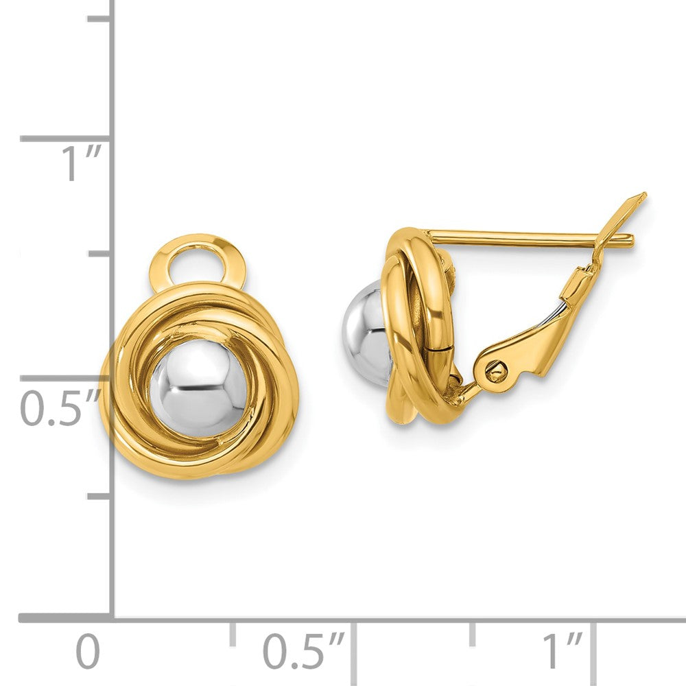 Gold Leslie's 14K Two-tone Polished Omega Back Earrings - Model LE2620 - Charlie & Co. Jewelry