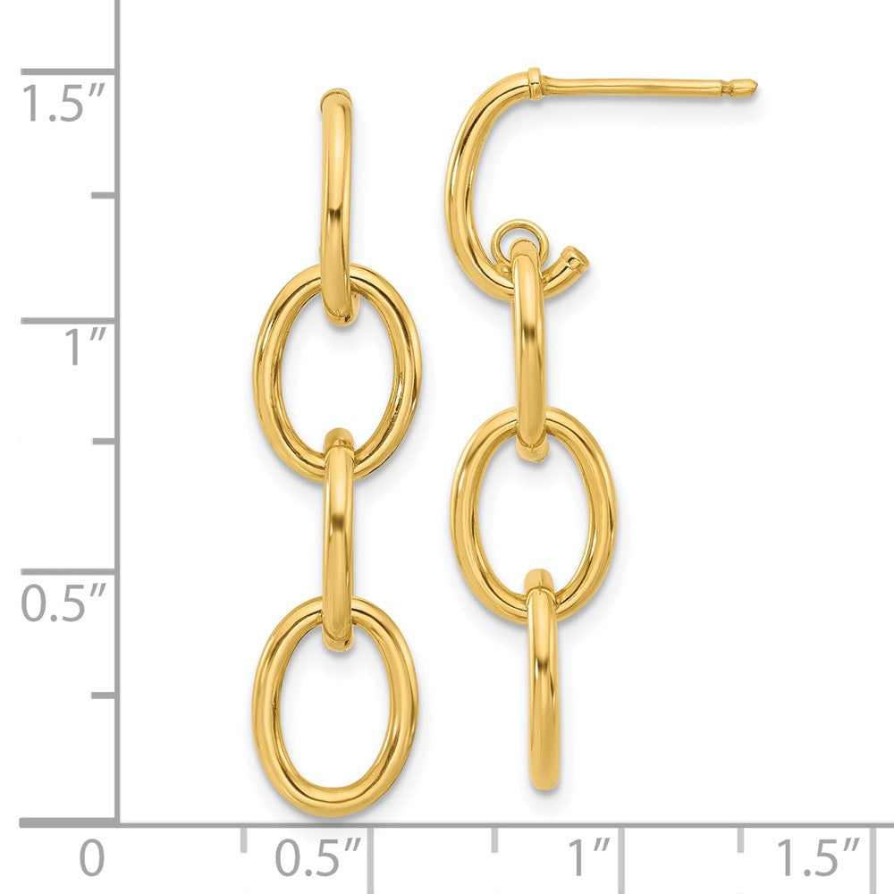 Gold Polished Triple Circle Link Dangle Post Earrings - Model LE2627 - Charlie & Co. Jewelry