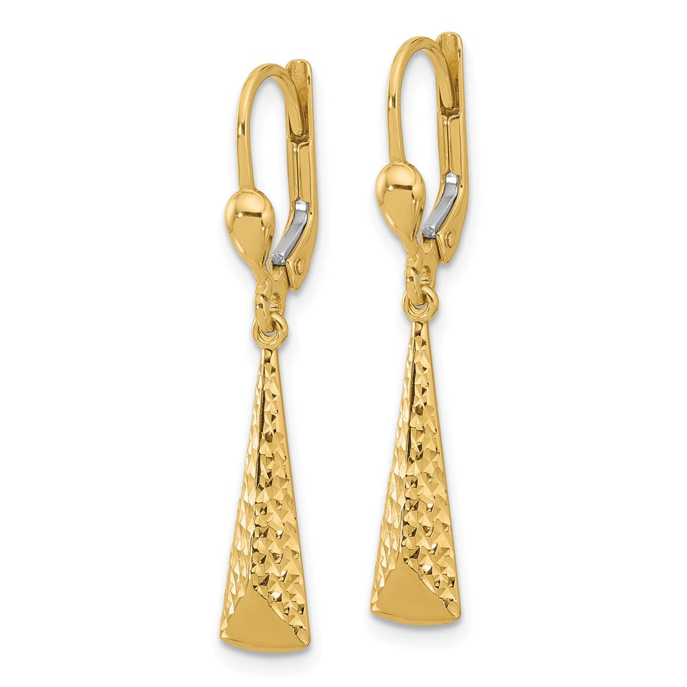 Gold Leslie's 14K Polished and Diamond-cut Dangle Leverback Earrings - Model LE2642 - Charlie & Co. Jewelry