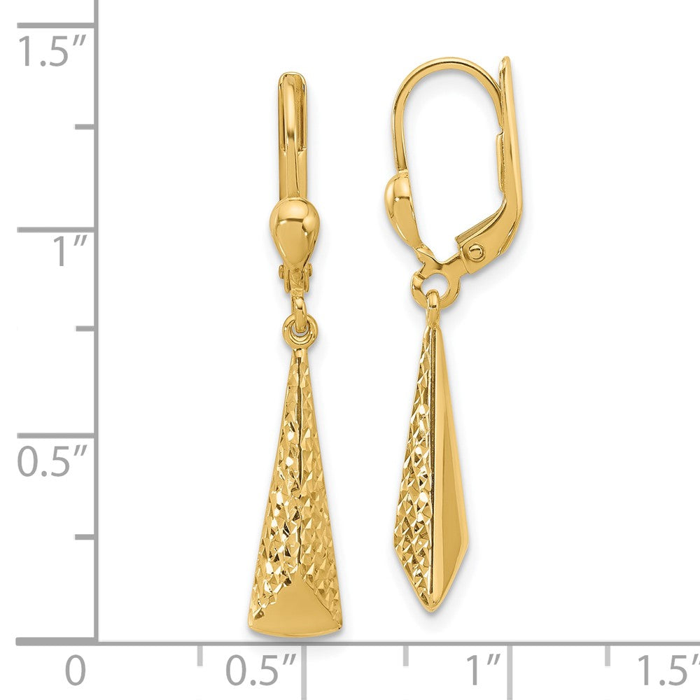 Gold Leslie's 14K Polished and Diamond-cut Dangle Leverback Earrings - Model LE2642 - Charlie & Co. Jewelry