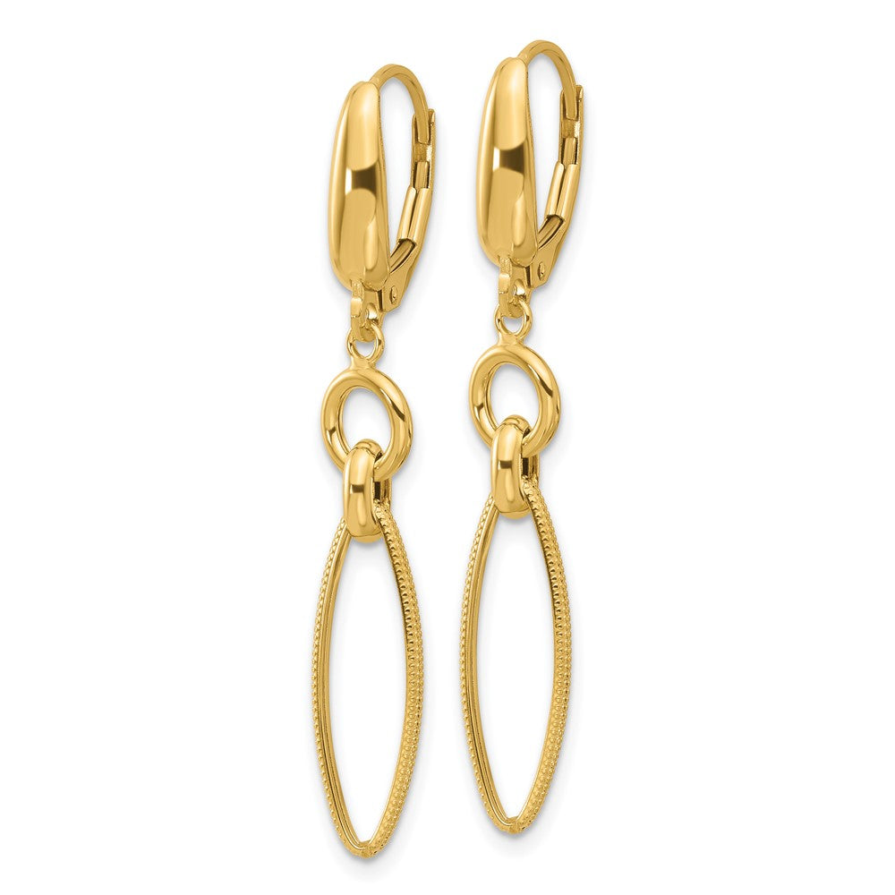 Gold Leslie's 14K Polished/Textured Dangle Earrings - Model LE2647 - Charlie & Co. Jewelry