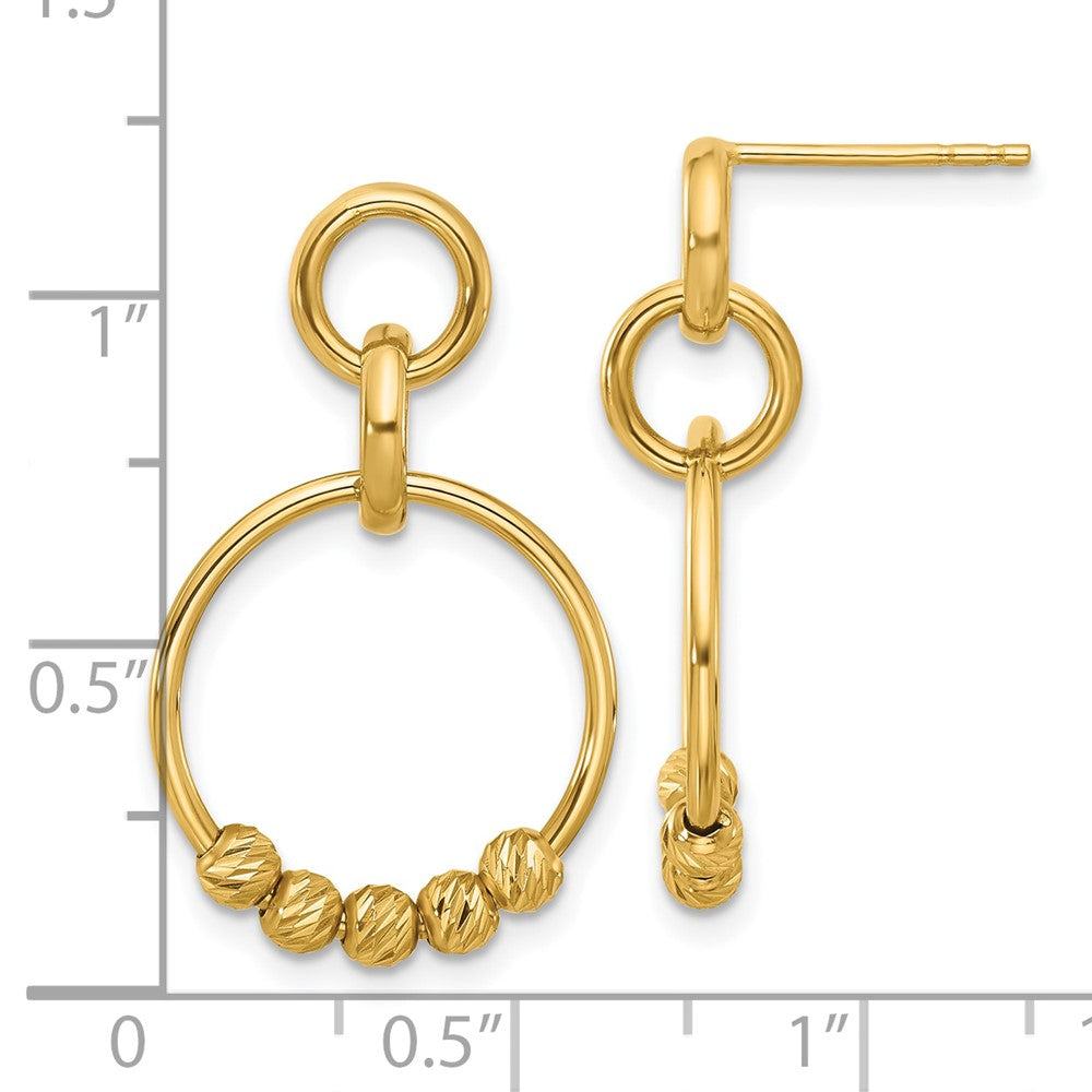 Gold Polished and Diamond-cut Dangle Post Earrings - Model LE2655 - Charlie & Co. Jewelry