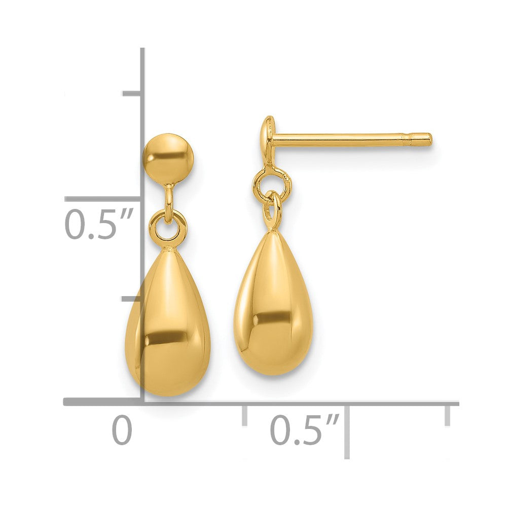 Gold Leslie's 14K Polished Teardrop Dangle Earrings - Model LE2706 - Charlie & Co. Jewelry