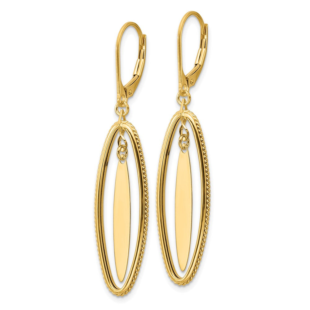 Gold Polished and Textured Dangle Leverback Earrings - Model LE2722 - Charlie & Co. Jewelry