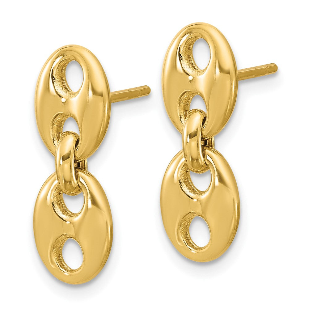 Gold Leslie's 14K Polished Hollow Dangle post Earrings - Model LE2770 - Charlie & Co. Jewelry