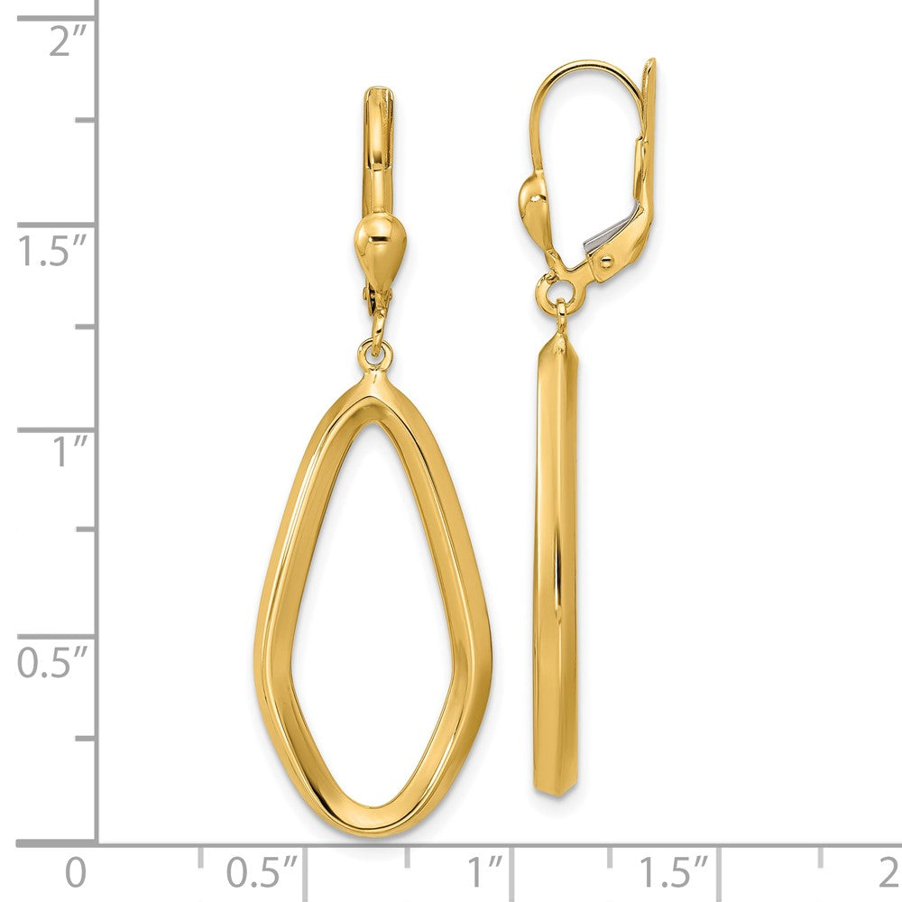 Gold Polished Dangle Leverback Earrings - Model LE2787 - Charlie & Co. Jewelry