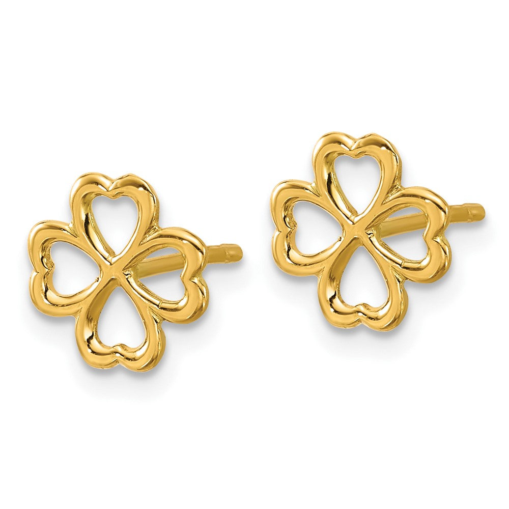 Gold Leslie's 14K Polished 4-Leaf Clover Post Earrings - Model LE2873 - Charlie & Co. Jewelry