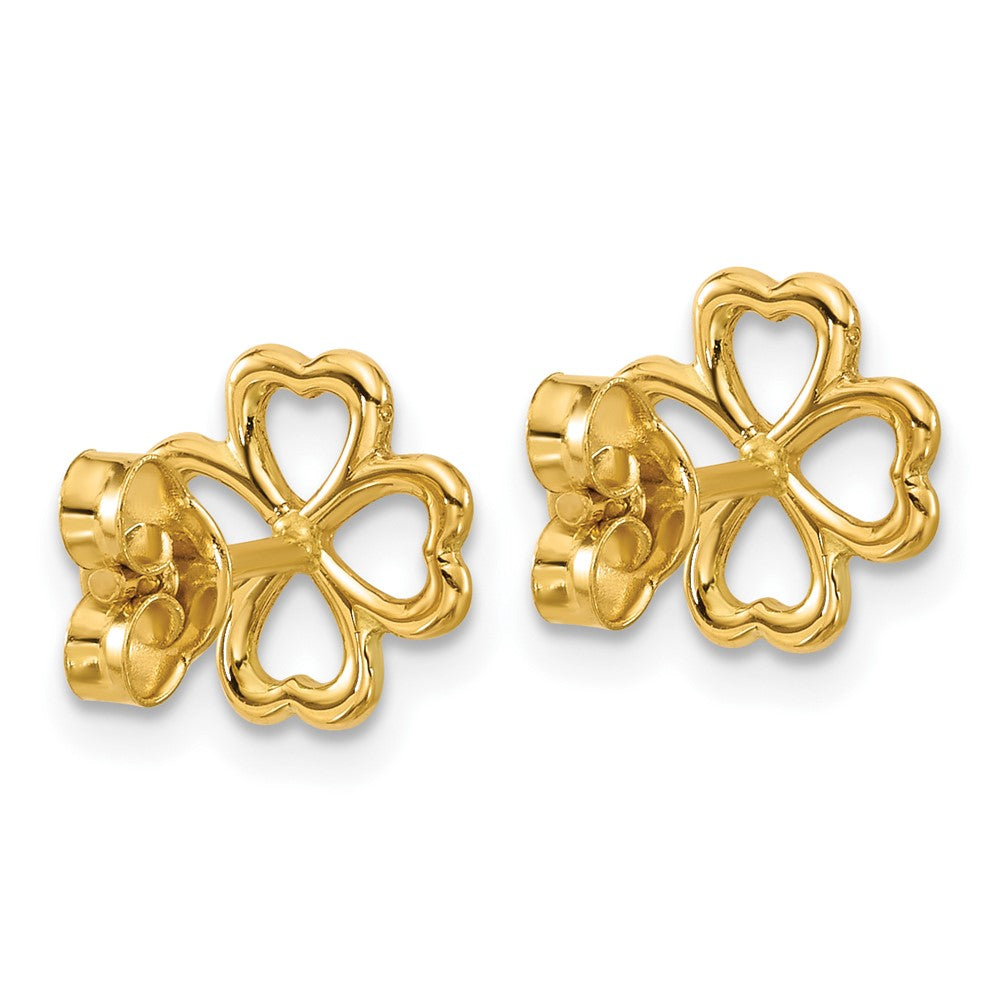 Gold Leslie's 14K Polished 4-Leaf Clover Post Earrings - Model LE2873 - Charlie & Co. Jewelry