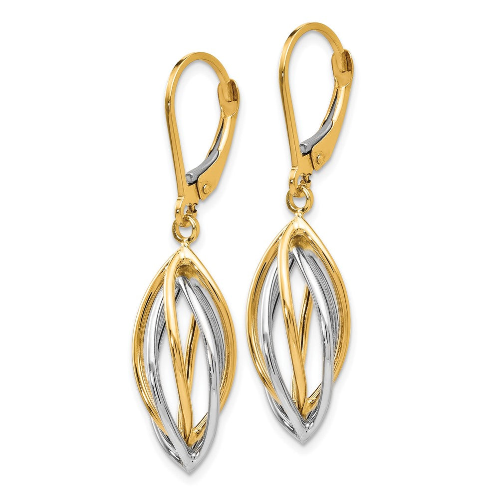 Gold Leslie's 14K Two-tone Polished Leverback Earrings - Model LE626 - Charlie & Co. Jewelry