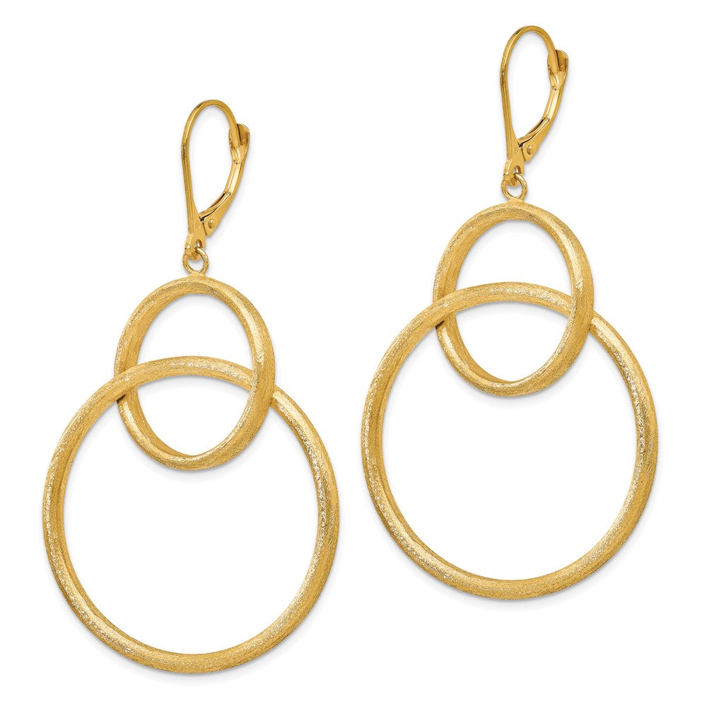 Gold Leslie's 14K Scratch Finish Round Leverback Earrings - Model LE825 - Charlie & Co. Jewelry