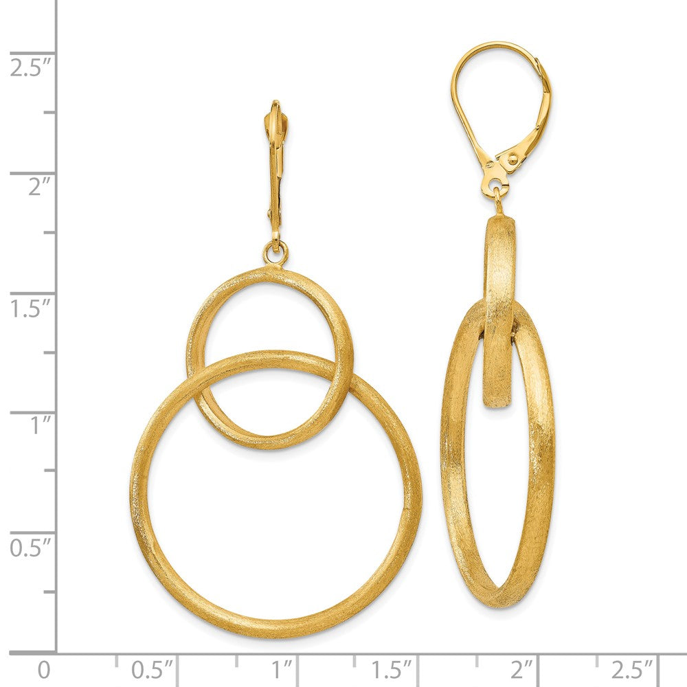 Gold Leslie's 14K Scratch Finish Round Leverback Earrings - Model LE825 - Charlie & Co. Jewelry