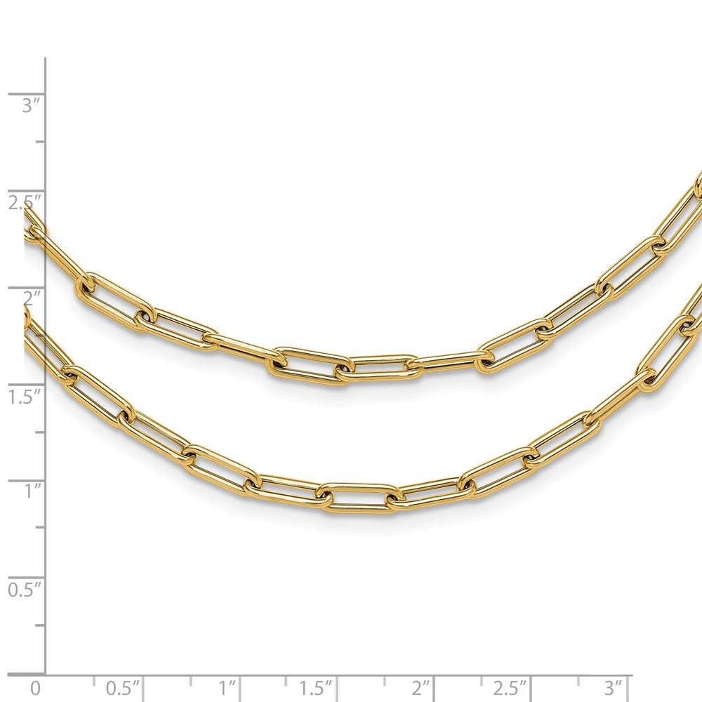 Gold Leslie's 14k 20 Inches Polished Double-layer Paperclip Link Necklace Model-LF1512-20 - Charlie & Co. Jewelry