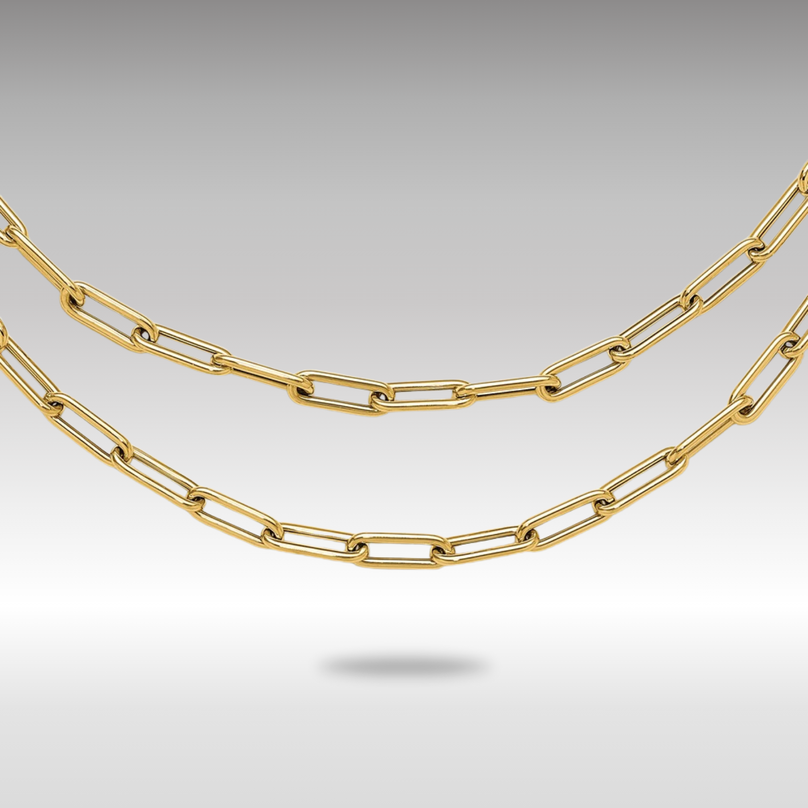 Gold Leslie's 14k 20 Inches Polished Double-layer Paperclip Link Necklace Model-LF1512-20 - Charlie & Co. Jewelry