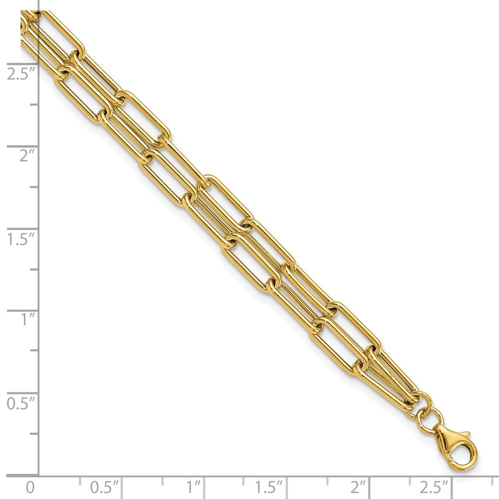 Gold Leslie's 14k 7.5 Inches Polished Double-layer Paperclip Link Bracelet Model-LF1512-7.5 - Charlie & Co. Jewelry