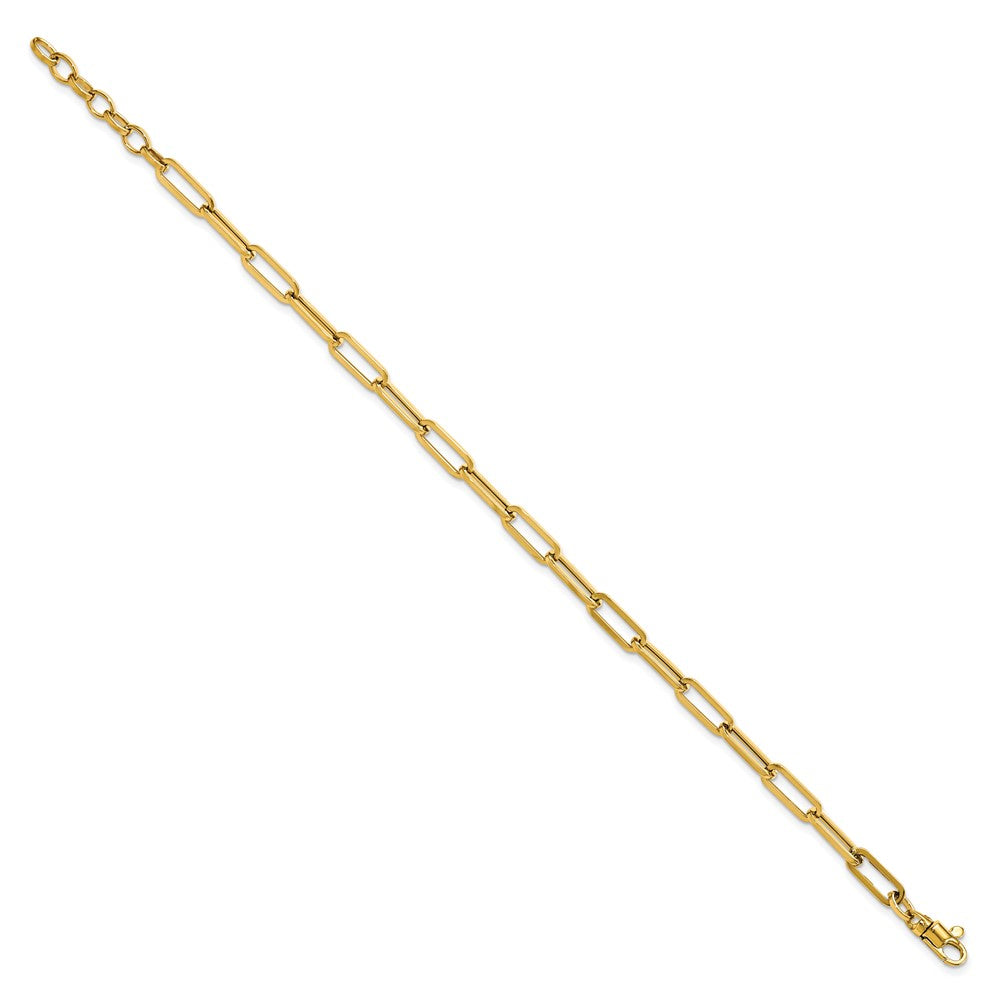 Gold Leslie's 14K 7.5 Inches Polished Paperclip Link with 1in ext Bracelet Model-LF1529-7.5 - Charlie & Co. Jewelry