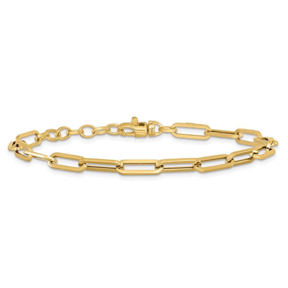 Gold Leslie's 14K 7.5 Inches Polished Paperclip Link with 1in ext Bracelet Model-LF1529-7.5 - Charlie & Co. Jewelry