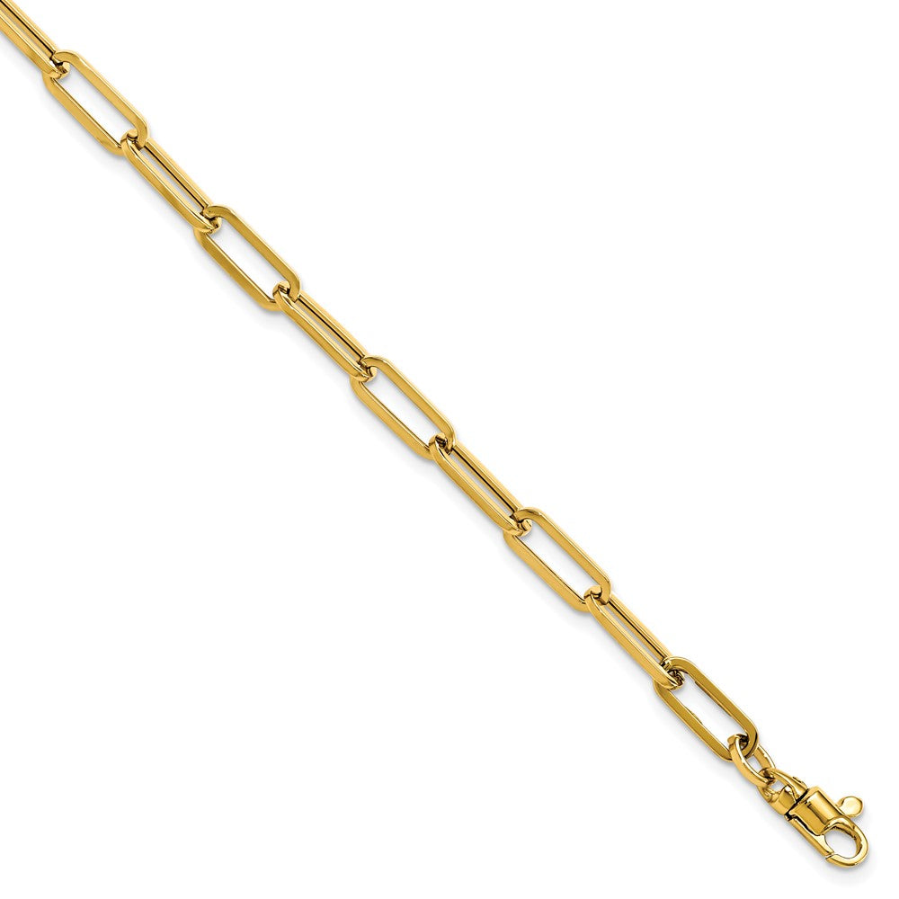 Gold Leslie's 14K 7.5 Inches Polished Paperclip Link with 1in ext Bracelet Model-LF1529-7.5 - Charlie & Co. Jewelry